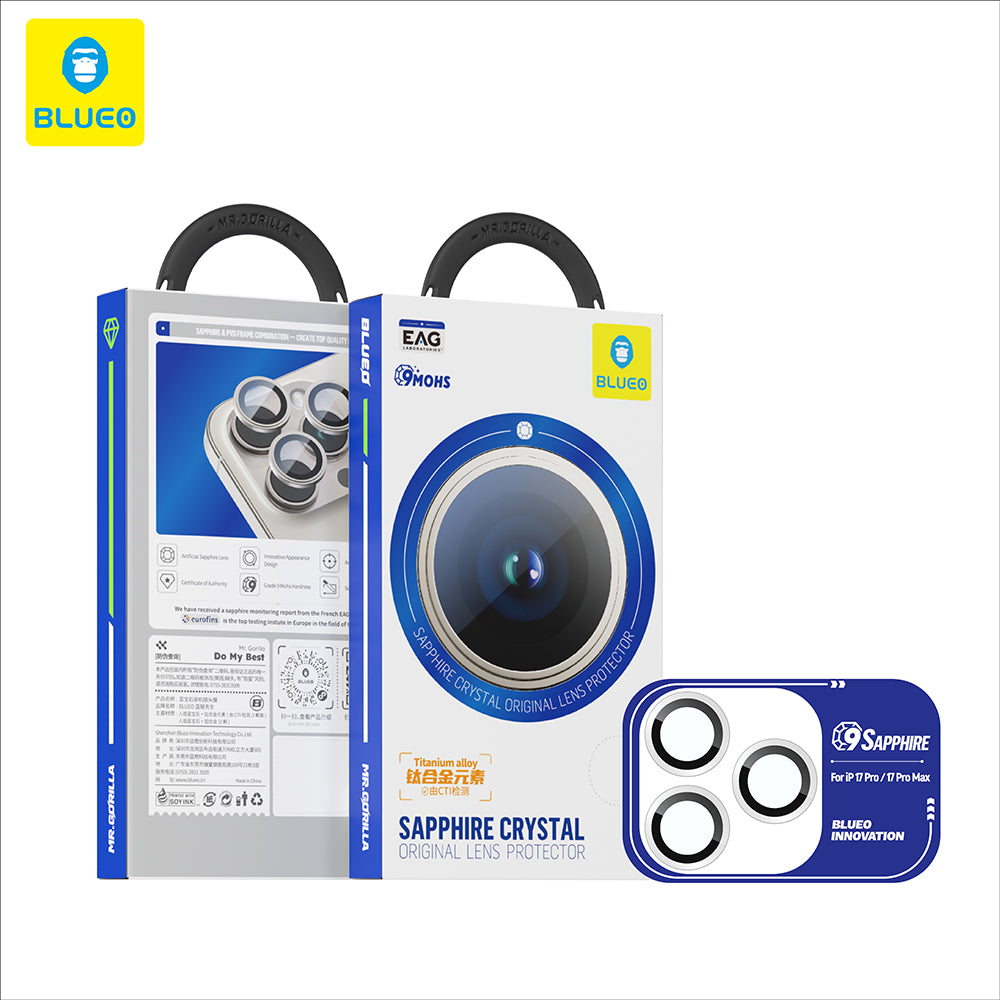 Pellicola Protettiva Posteriore Blueo Sapphire Crystal per Apple iPhone 17 Pro Max / 17 Pro, Vetro Temperato, Arancione