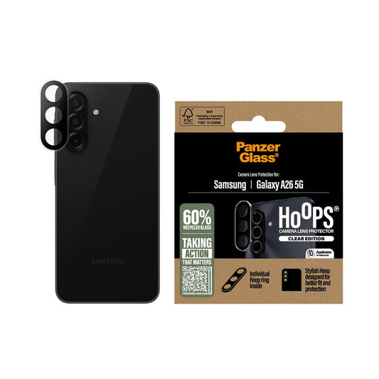 Pellicola Protettiva Posteriore PanzerGlass Hoops per Samsung Galaxy A26 A266, Vetro Temperato, Trasparente