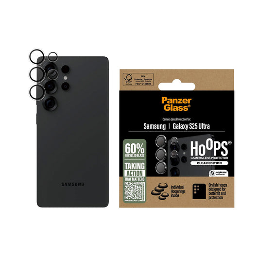 Pellicola Protettiva Posteriore PanzerGlass Hoops per Samsung Galaxy S25 Ultra S938, Vetro Temperato, Trasparente