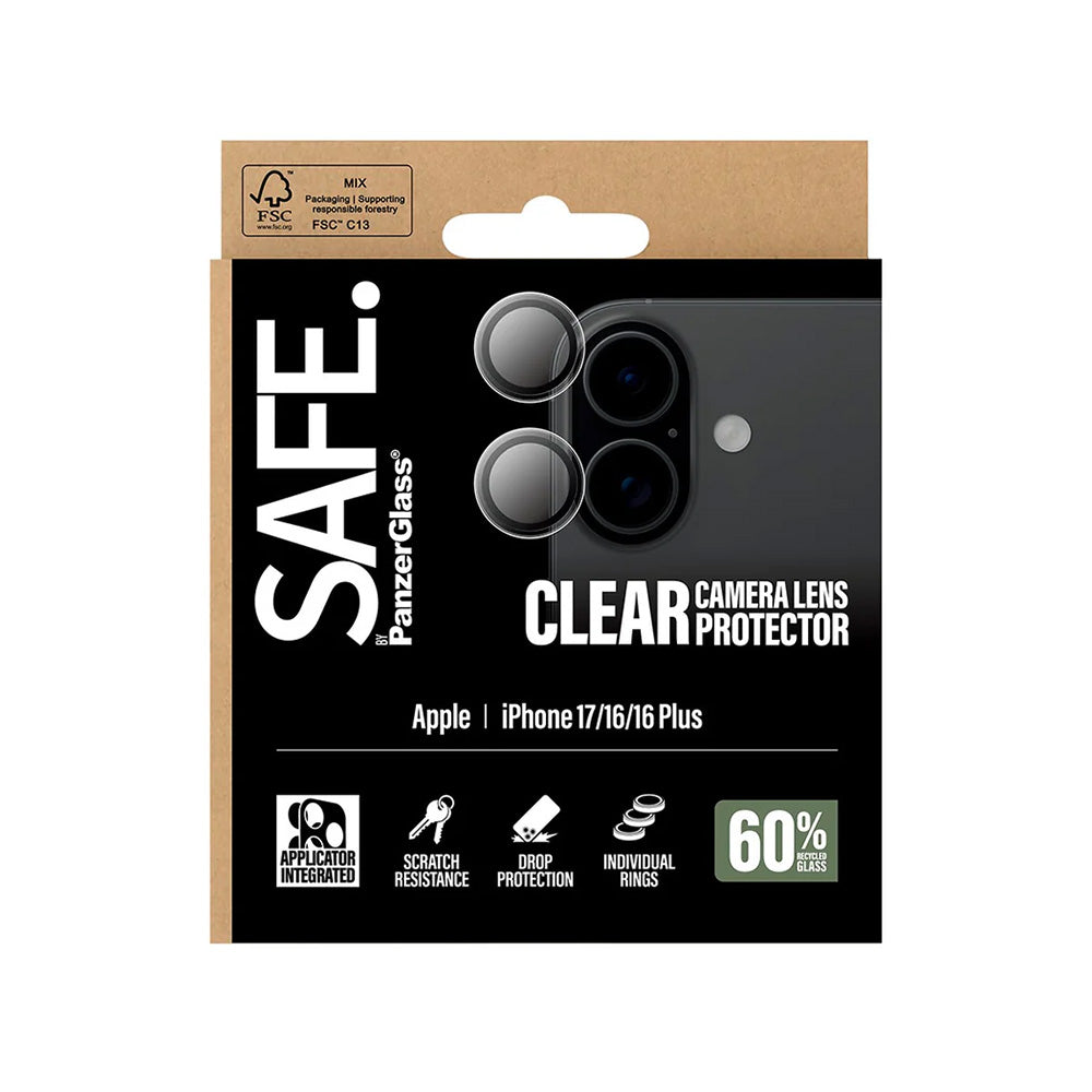 Pellicola Protettiva Posteriore PanzerGlass Safe per Apple iPhone 17 / 16 Plus / 16, Vetro Temperato, Trasparente