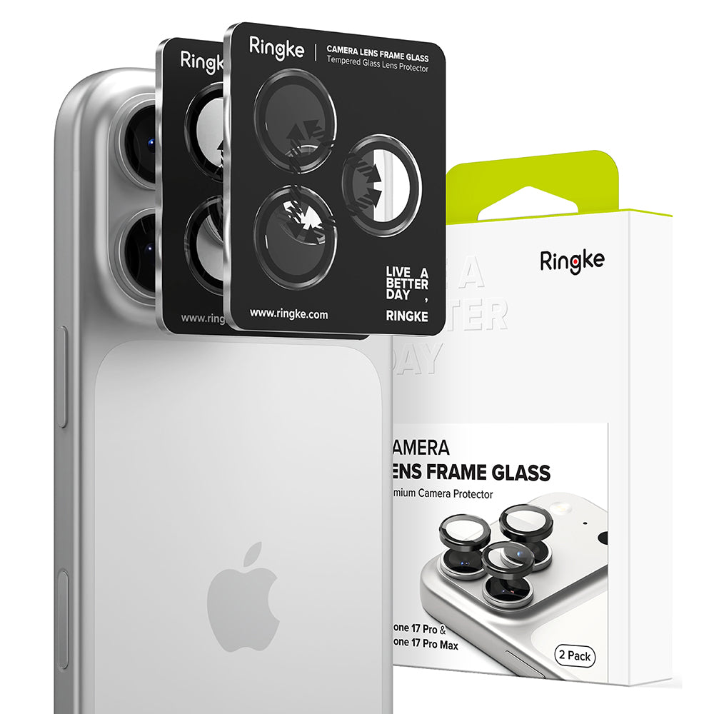 Pellicola Protettiva Posteriore Ringke per Apple iPhone 17 Pro Max / 17 Pro, Vetro Temperato, Nera