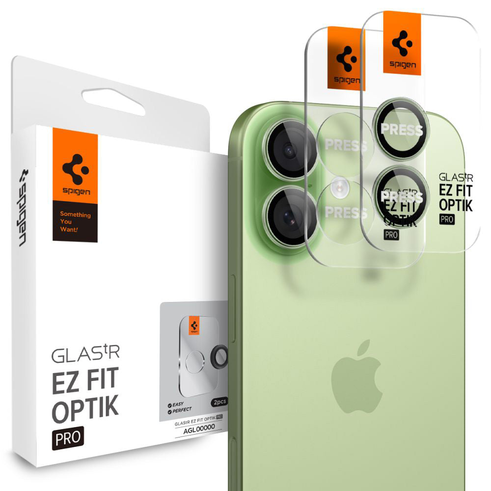 Pellicola Protettiva Posteriore Spigen GlastR EZ FIT Optik Pro per Apple iPhone 17 / 16 Plus / 16, Vetro Temperato, Set 2 pezzi, Verde AGL10128