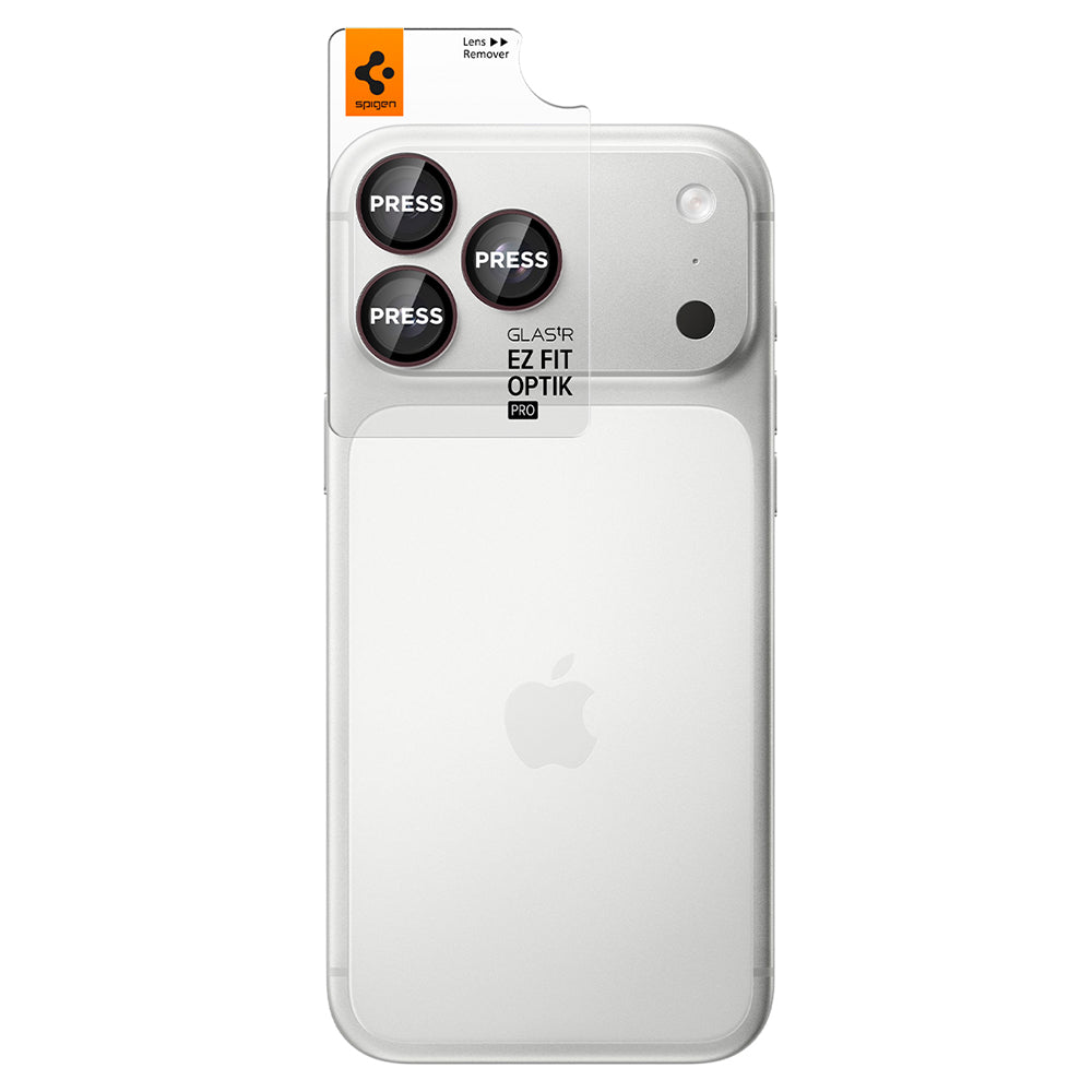Pellicola protettiva per fotocamera posteriore Spigen GlastR EZ FIT Optik Pro per Apple iPhone 18 Pro / 18 Pro Max, vetro temperato, set da 2 pezzi, bordeaux