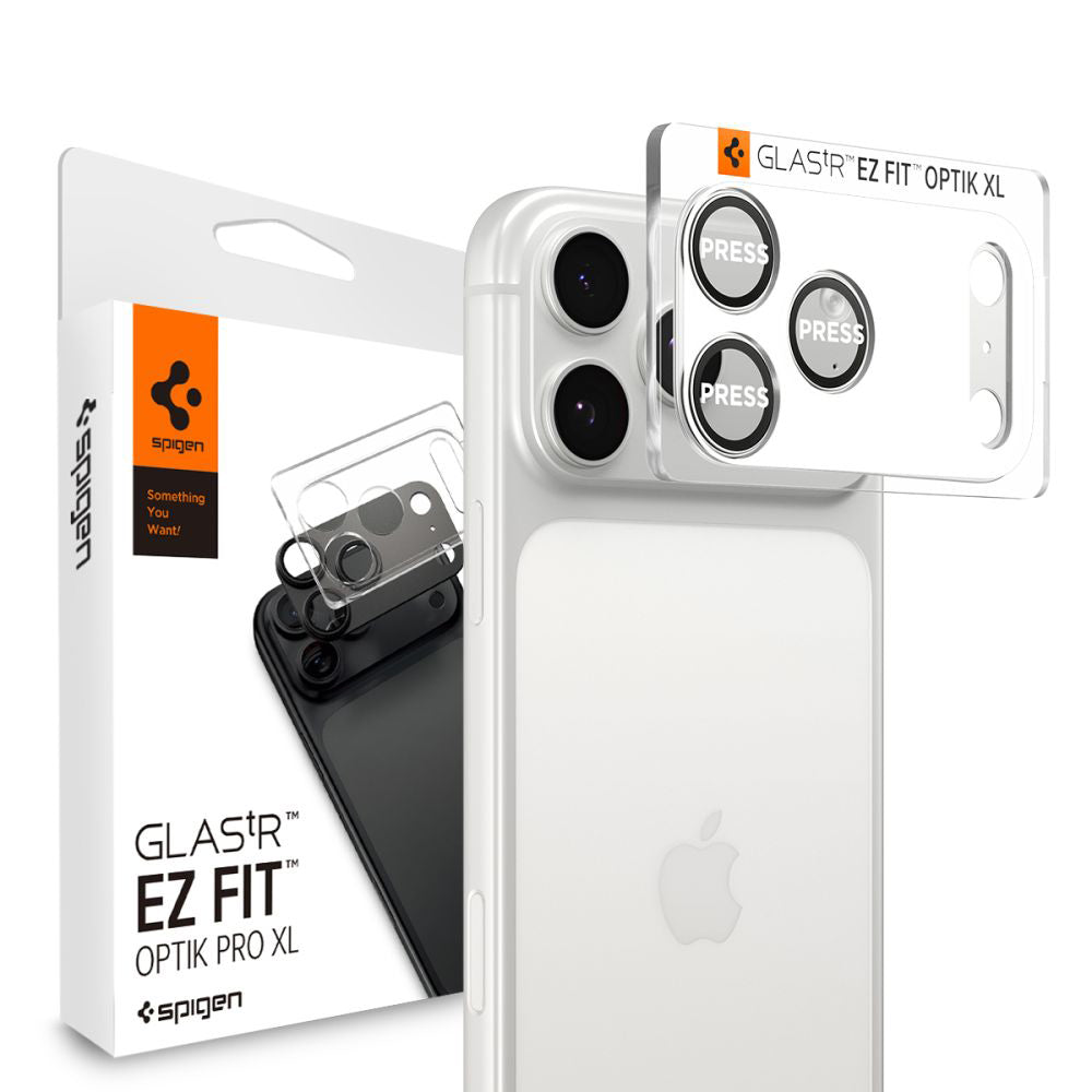 Spigen GlastR EZ FIT Optik Pro XL Rear Camera Protector for Apple iPhone 17 Pro Max, Tempered Glass, Silver AGL10652