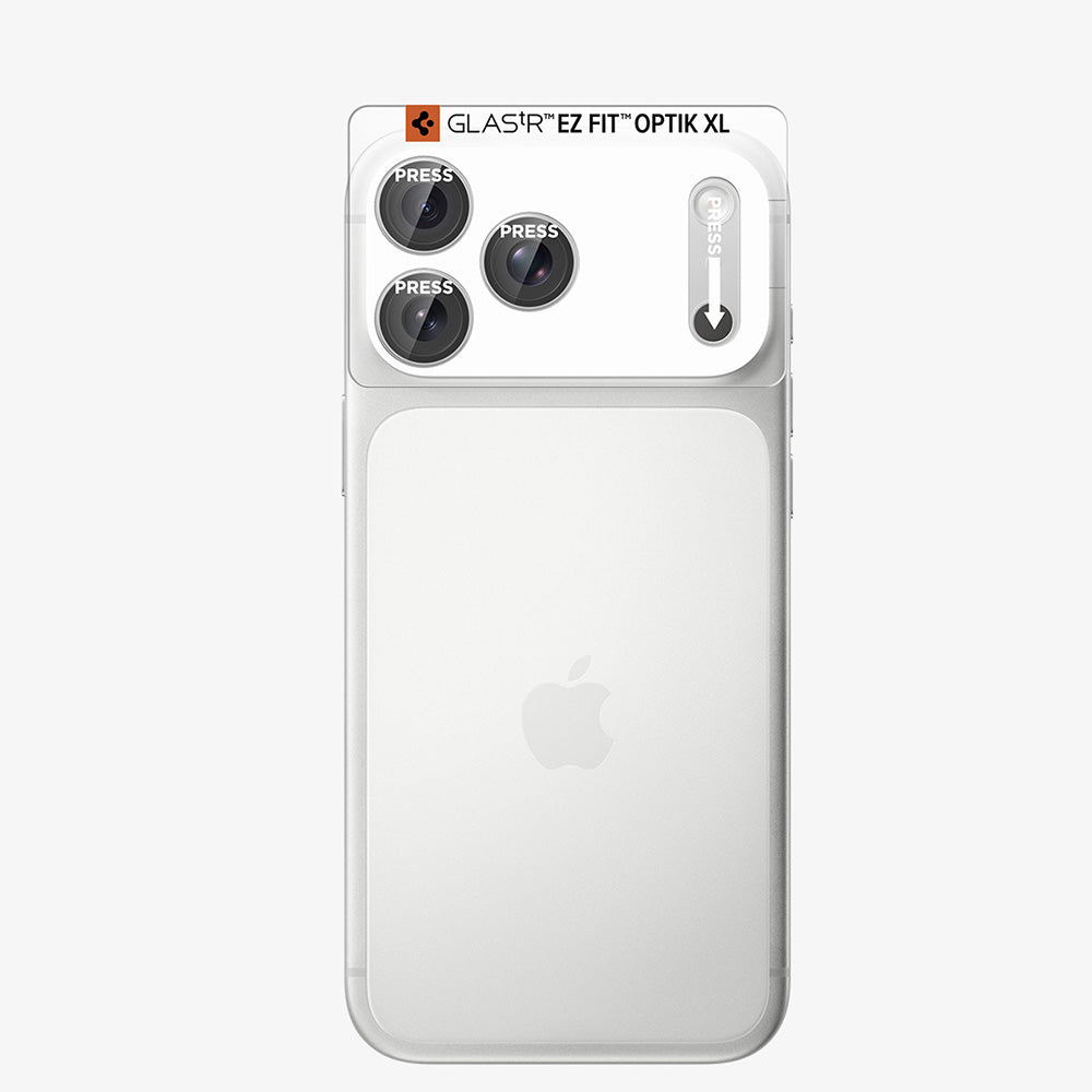 Pellicola protettiva per fotocamera posteriore Spigen GlastR EZ FIT Optik Pro XL per Apple iPhone 18 Pro, Vetro temperato, Argento AGL12038