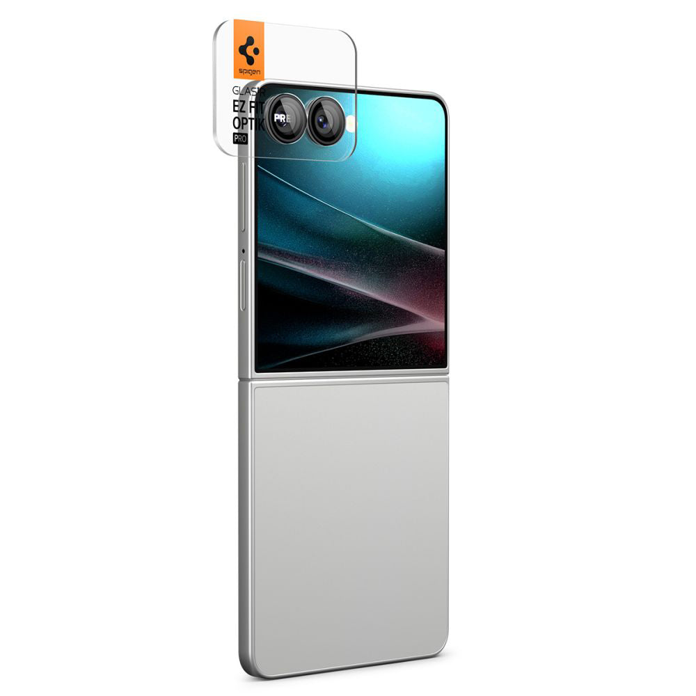 Pellicola protettiva per Fotocamera Posteriore Spigen GlastR EZ FIT Optik Pro HD per Samsung Galaxy Z Flip7 F766, Vetro Temperato, Set 2 pezzi, Nero AGL09587