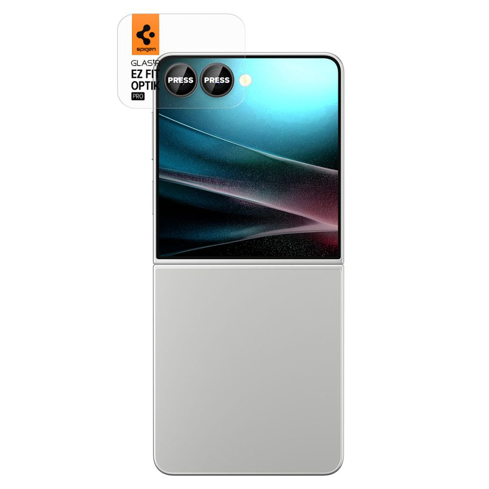 Pellicola protettiva per Fotocamera Posteriore Spigen GlastR EZ FIT Optik Pro HD per Samsung Galaxy Z Flip7 F766, Vetro Temperato, Set 2 pezzi, Nero AGL09587