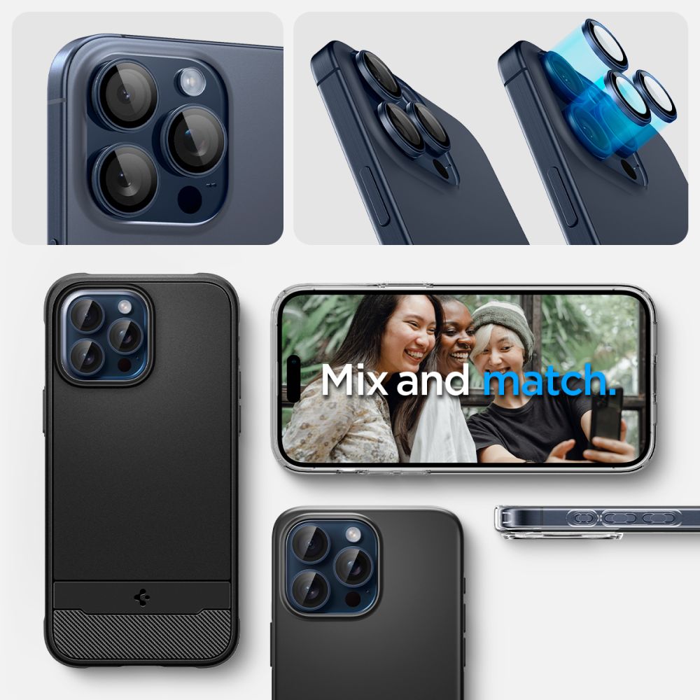 Pellicola Protettiva Posteriore Spigen GlastR EZ FIT Optik Pro per Apple iPhone 16 Pro Max / 16 Pro, Vetro Temperato, Set 2 pezzi, Blu