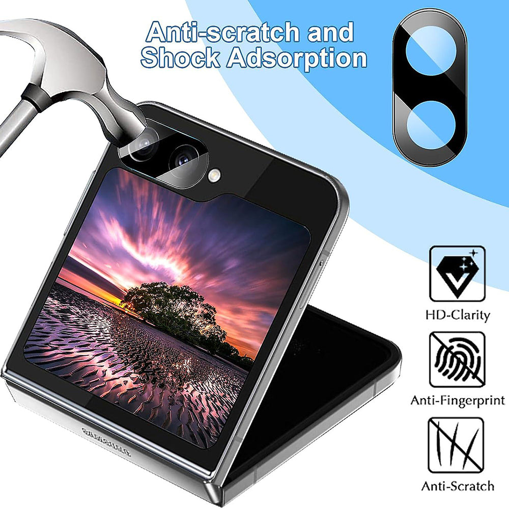Pellicola protettiva per fotocamera posteriore Techsuit per Samsung Galaxy Z Flip6 F741, vetro temperato, nero