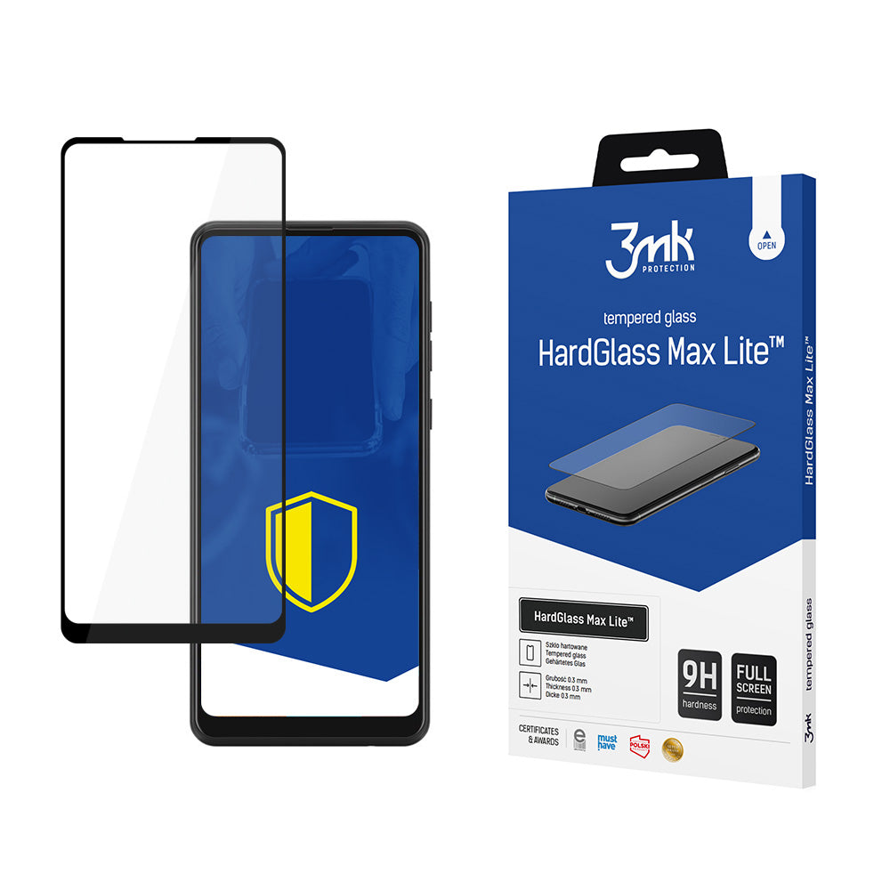 Pellicola Protettiva Schermo 3MK HardGlass Max Lite per Samsung Galaxy A21s A217, Vetro Temperato, Full Glue, Nera