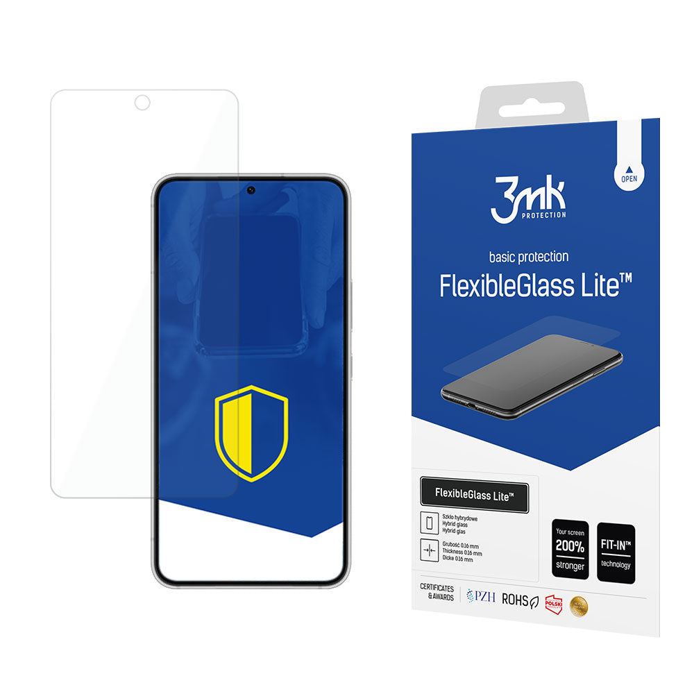 Pellicola Protettiva Schermo 3MK FlexibleGlass Lite per Samsung Galaxy S22 5G S901, Vetro Flessibile, Full Glue