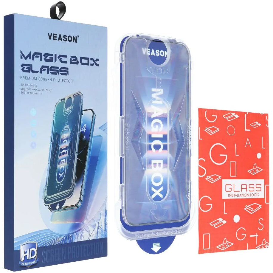 Veason Screen Protector per Apple iPhone 14 Plus / 13 Pro Max, vetro protetto, colla completa, 6D, nero