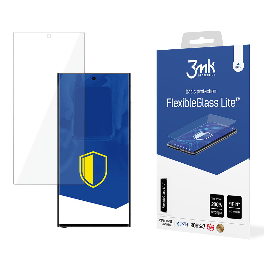 Pellicola protettiva per schermo 3MK FlexibleGlass Lite per Samsung Galaxy S24 Ultra S928, Vetro Flessibile, Full Glue