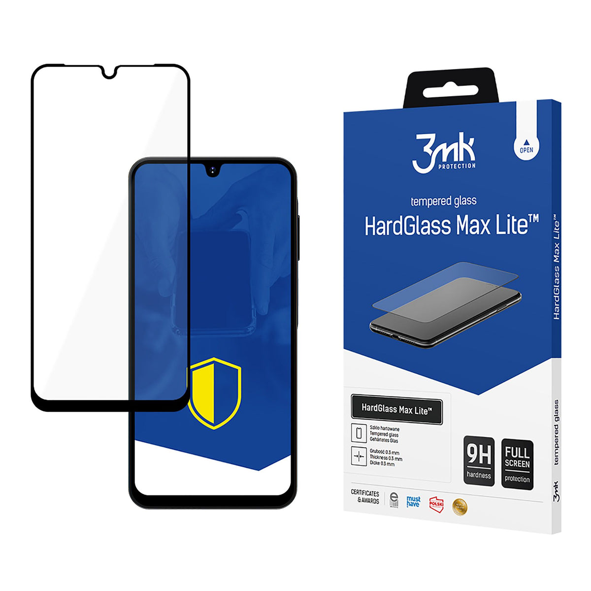Pellicola Protettiva Schermo 3MK HardGlass Max Lite per Samsung Galaxy A26 A266 / A16 5G A166, Vetro Temperato, Full Glue, Nera