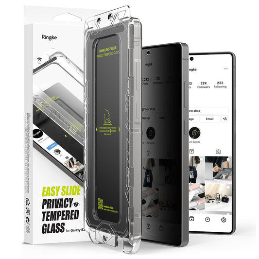 Pellicola Protettiva Schermo Privacy Ringke Easy Slide per Samsung Galaxy S25 Ultra S938, Vetro Temperato, Full Glue, Set 2 pezzi