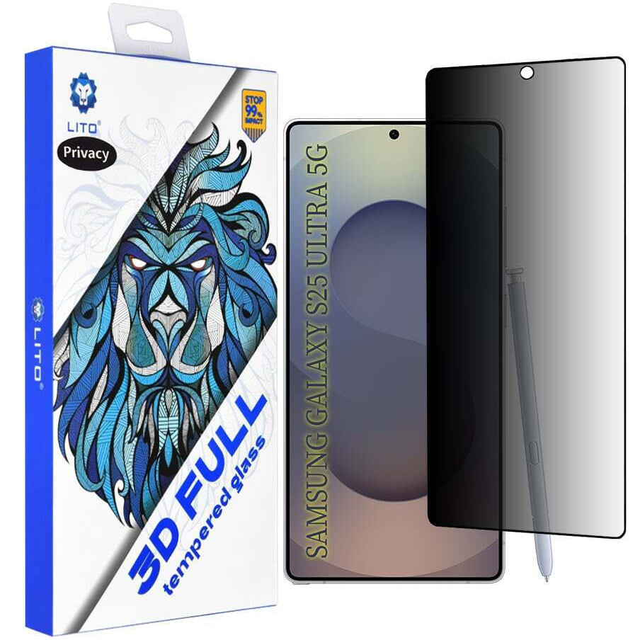 Pellicola Protettiva Privacy Lito per Samsung Galaxy S25 Ultra S938, Vetro Temperato, Full Glue, 3D