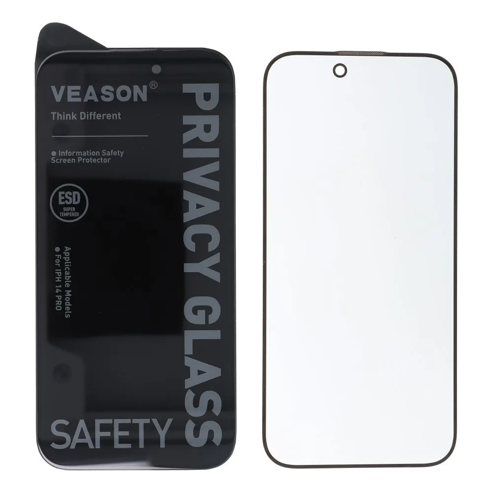 Pellicola protettiva per schermo Privacy Veason per Apple iPhone 17e / 16e / 14 / 13 Pro, Vetro temperato, Colla completa, 6D
