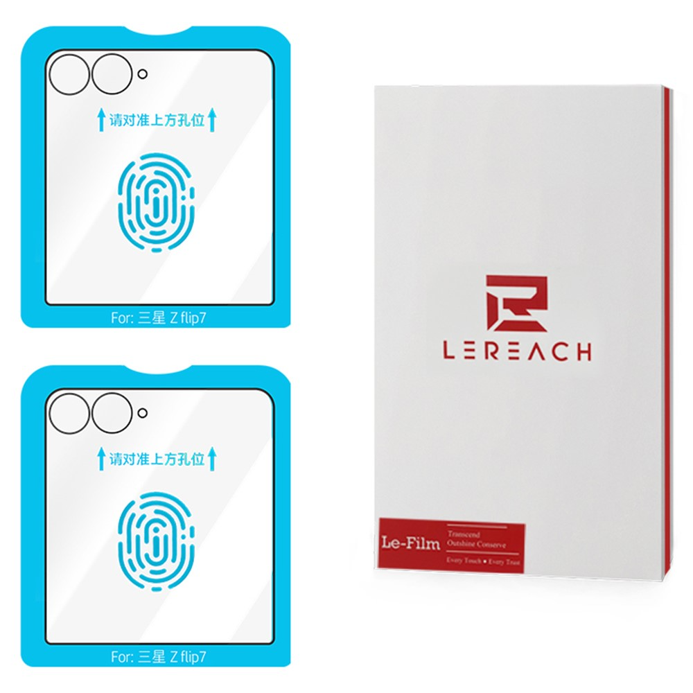 Pellicola protettiva per schermo esterno Lereach per Samsung Galaxy Z Flip8 F776 / Galaxy Z Flip7 F766, vetro temperato, Full Glue, set da 2 pezzi, nero