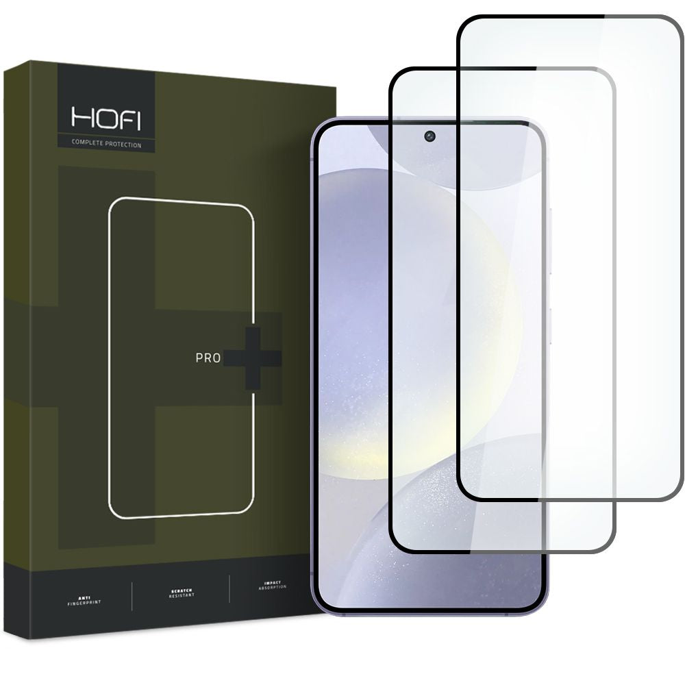 HOFI Glass PRO+ Screen Protector per Samsung Galaxy S24 S921, schermo di vetro, colla completa, set 2 pezzi, 2.5D, nero