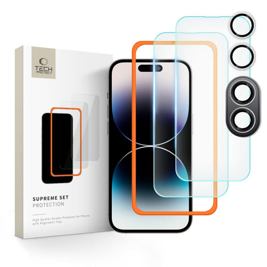 Tech-Protect Supreme Back Screen and Camera Protective Film for Apple iPhone 16 Plus, Glass Protected, Full Glue