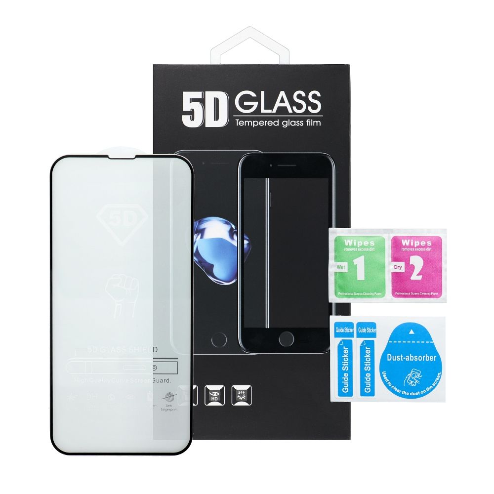 Pellicola protettiva Schermo OEM per Apple iPhone 17, Vetro Temperato, Full Glue, 5D, Nera