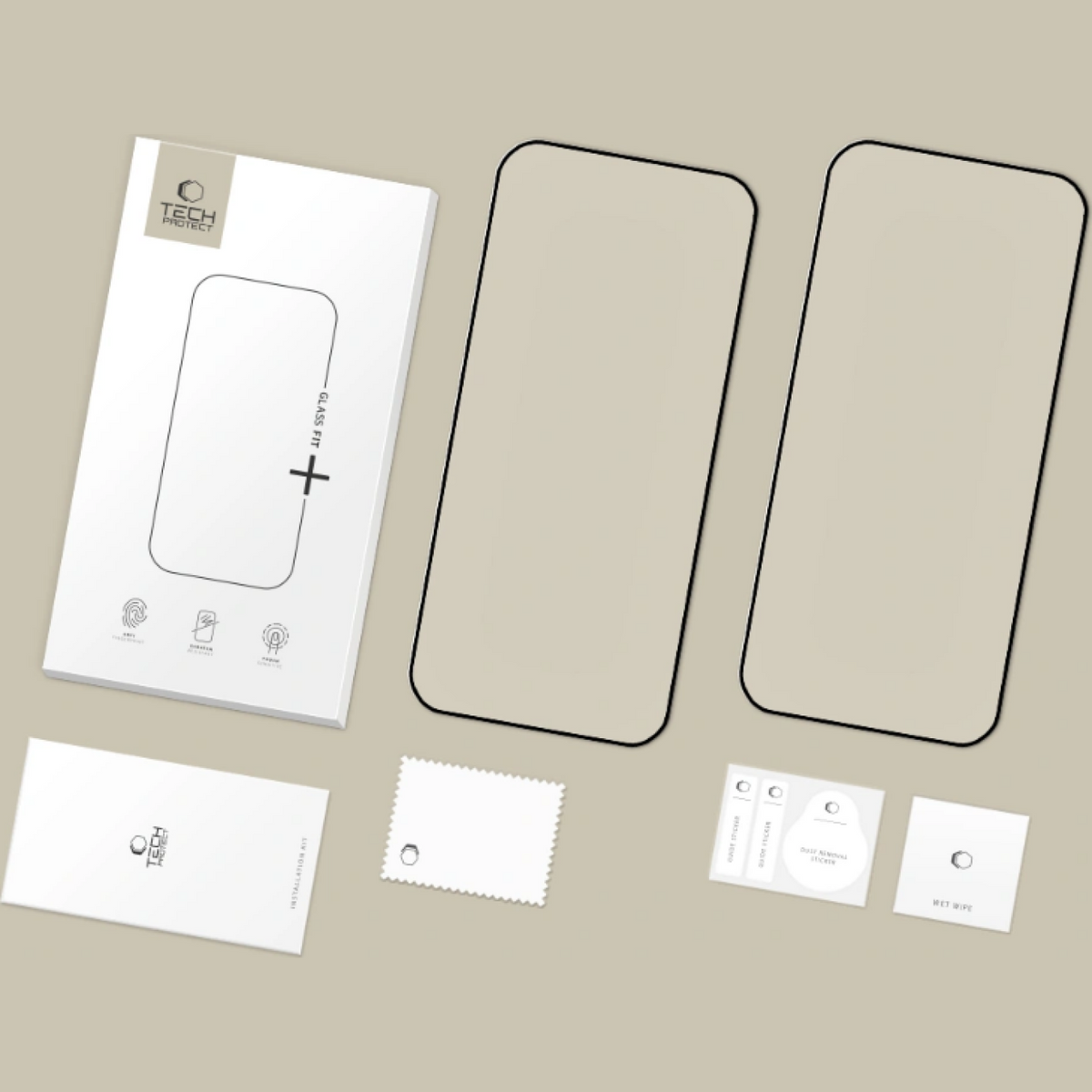 Pellicola protettiva per schermo Tech-Protect FIT+ per Xiaomi Poco F8 Ultra, Vetro temperato, Full Glue, Set 2 pezzi, 2.5D, Nero