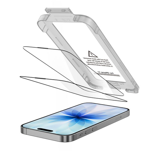 Pellicola Protettiva Schermo Tech-Protect Quick Set+ per Apple iPhone 17, Vetro Temperato, Full Glue, Set 2 pezzi, Nera