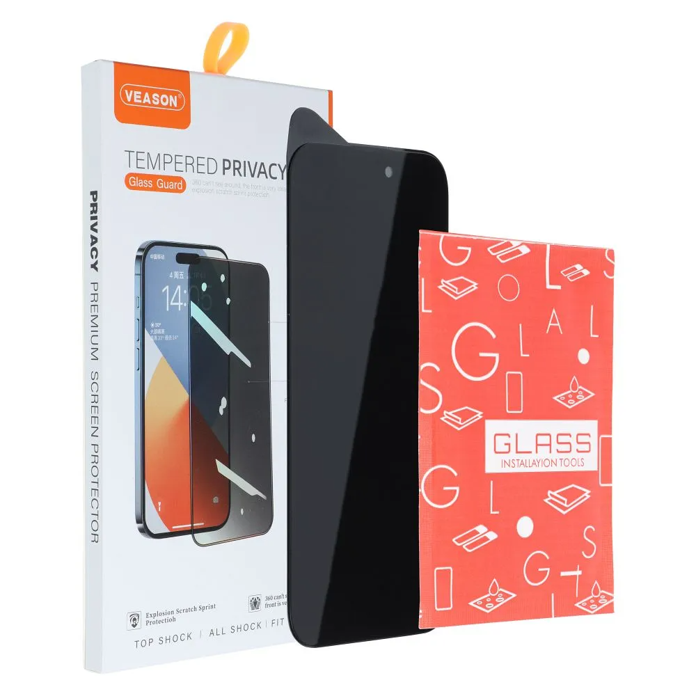 Pellicola Protettiva Schermo Privacy Veason per Apple iPhone 12 / 12 Pro, Vetro Temperato, Full Glue, 6D