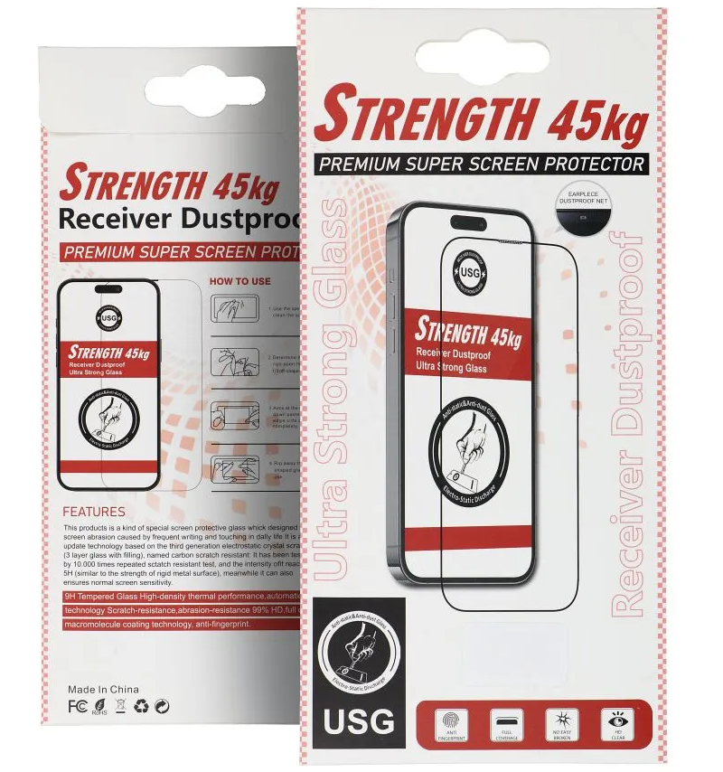 Pellicola Protettiva Schermo OEM Ultra Strong 45KG per Apple iPhone 12 / 12 Pro, Vetro Temperato, Full Glue, 2.5D, Nera