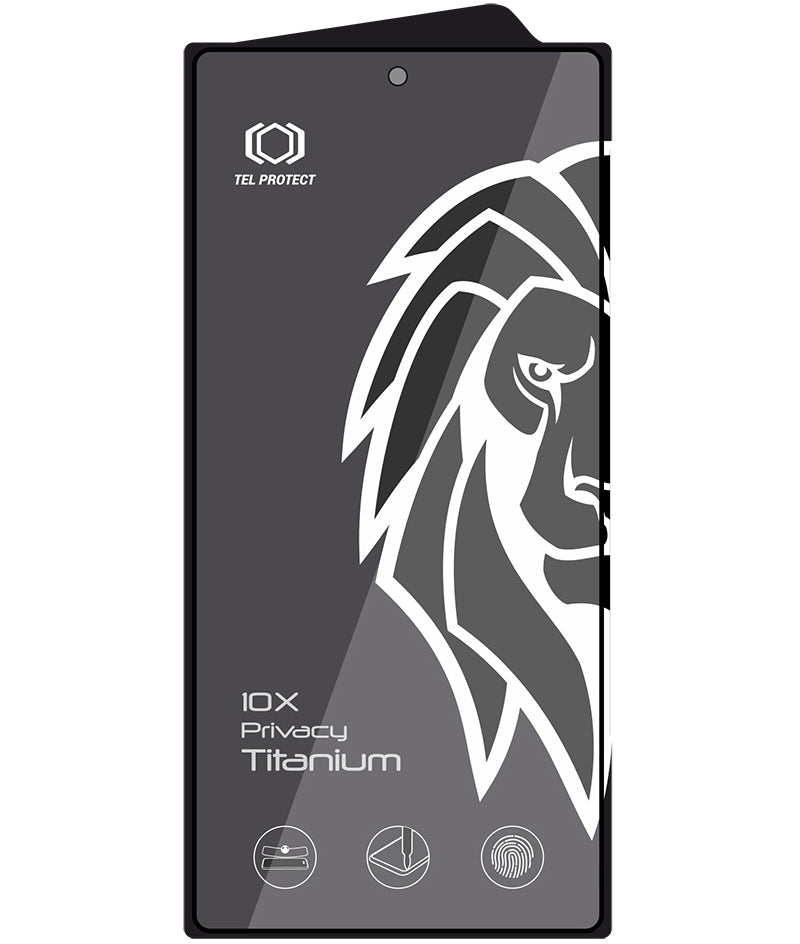 Pellicola protettiva Privacy Tel Protect 10X Plus Titanium per Samsung Galaxy S25 Ultra S938, Vetro Temperato, Full Glue