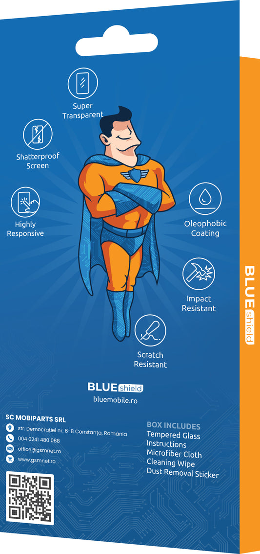 Protezione dello schermo BLUE Shield per Samsung Galaxy A13 A135 / A13 5G A136, schermo di vetro, colla completa, compatibile con il caso, nero