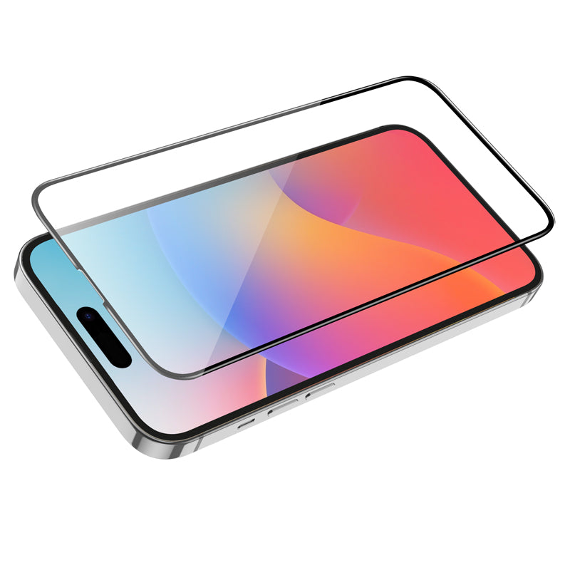 Pellicola Protettiva Schermo HOCO G16 per Apple iPhone 15 Pro Max, Vetro Temperato, Full Glue, 5D, Nera.