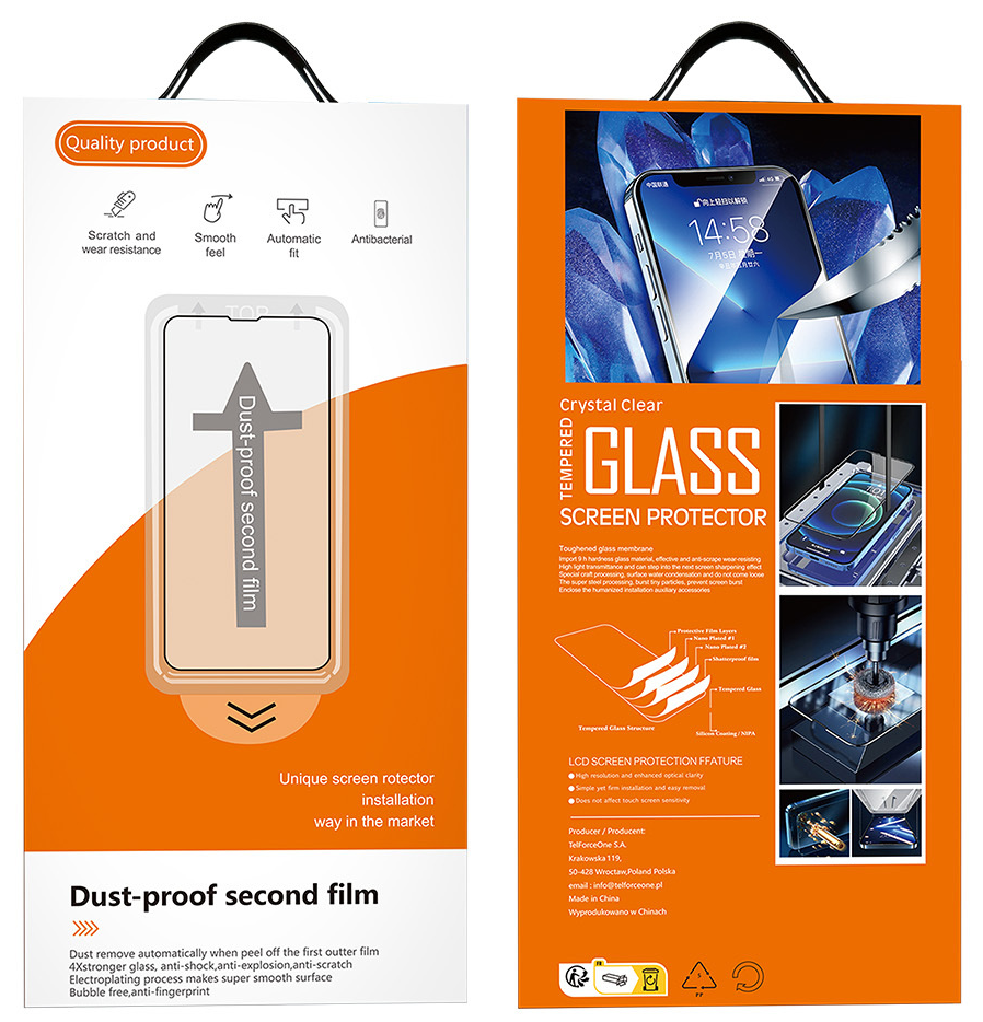 Pellicola protettiva per schermo OEM Dust Free Easy Fit per Apple iPhone 18 Pro / 17 Pro, Vetro temperato, Full Glue, Nera