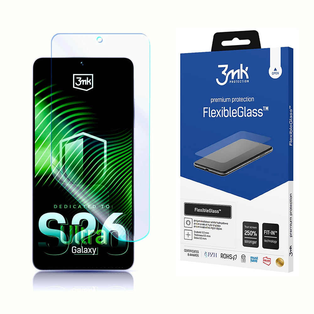 Pellicola Protettiva Schermo 3MK FlexibleGlass per Samsung Galaxy S26 Ultra S948, Vetro Flessibile, Full Glue
