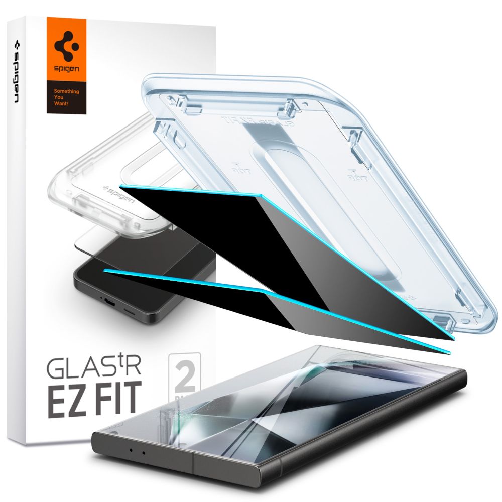 Spigen EZ FIT Privacy Screen Protector per Samsung Galaxy S24 Ultra S928, vetro protettivo, colla completa, set 2 pezzi