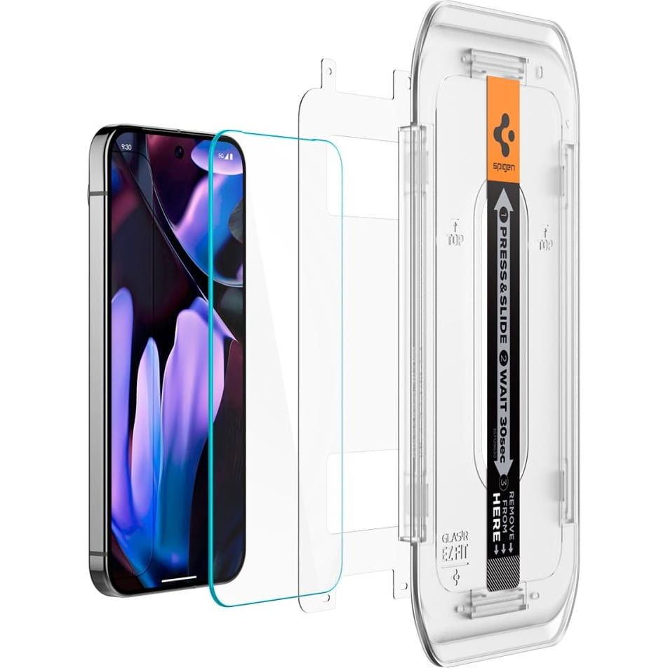 Pellicola protettiva per schermo Spigen GlastR EZ FIT per Google Pixel 9 Pro XL, Vetro Temperato, Full Glue, Set 2 pezzi