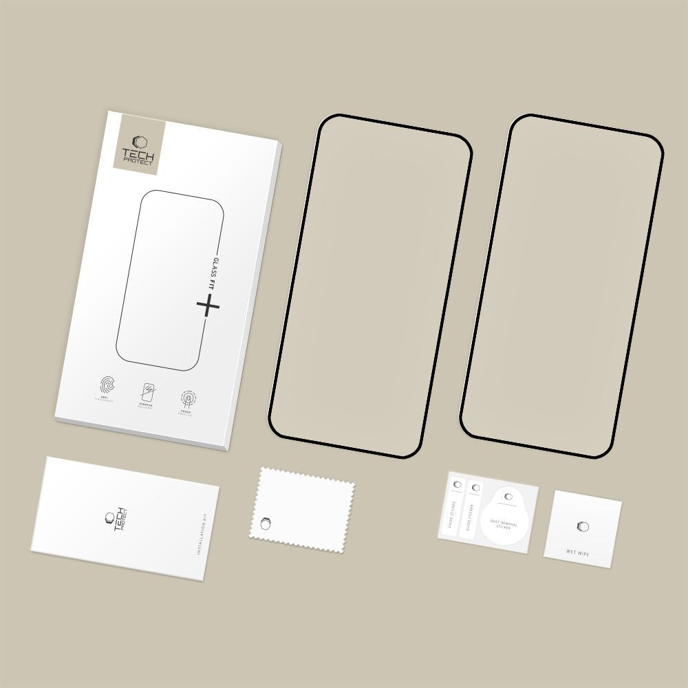Pellicola protettiva schermo Tech-Protect FIT+ per Xiaomi Redmi Note 15 Pro 5G, Vetro Temperato, Full Glue, Set 2 pezzi, 2.5D, Nera