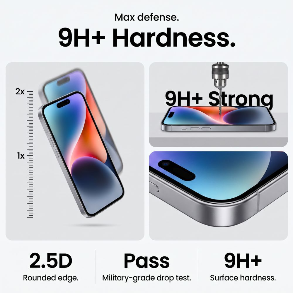 Pellicola protettiva per schermo Tech-Protect OneTouch per Apple iPhone 18 Pro Max / 17 Pro Max, Vetro temperato, Full Glue, Set 2 pezzi, Trasparente