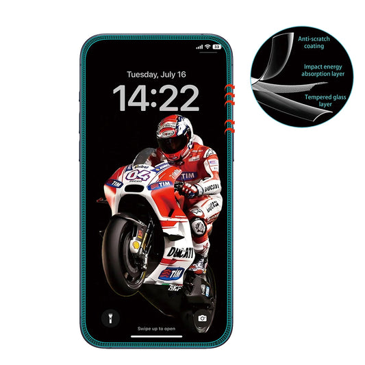 Pellicola Protettiva Schermo Anank 5X Rinforzata Anti Crepa per Apple iPhone 17 Pro, Vetro Temperato, Full Glue, 3D, Nera