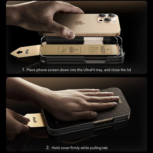 Pellicola Protettiva Schermo ESR Corning UltraFit per Apple iPhone 17 Pro, Vetro Temperato, Full Glue, Set 3 pezzi