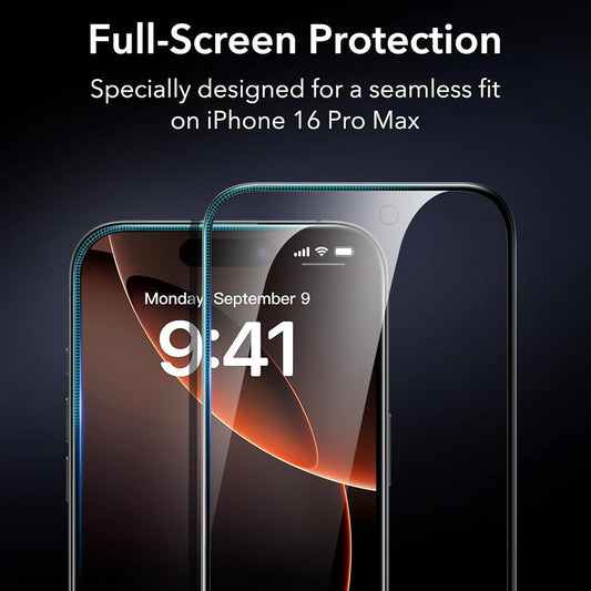 Pellicola protettiva ESR per schermo Apple iPhone 17 / 16 Pro, Vetro Temperato, Full Glue, Set 3 pezzi