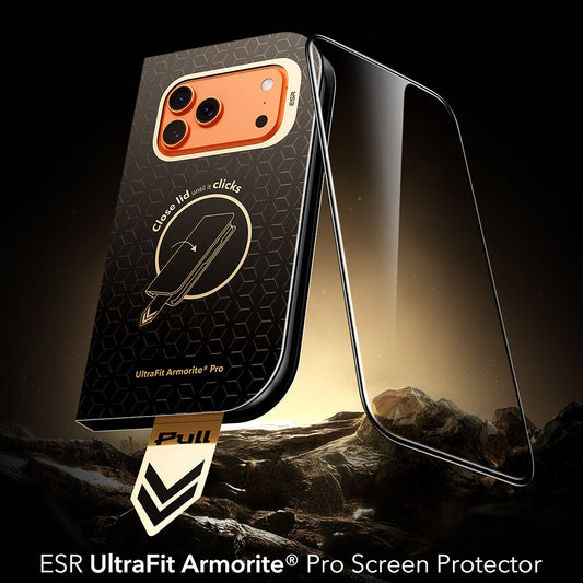 Pellicola protettiva per schermo ESR Armorite Pro UltraFit per Apple iPhone 18 Pro / 17 Pro, Vetro temperato, Full Glue, Nero