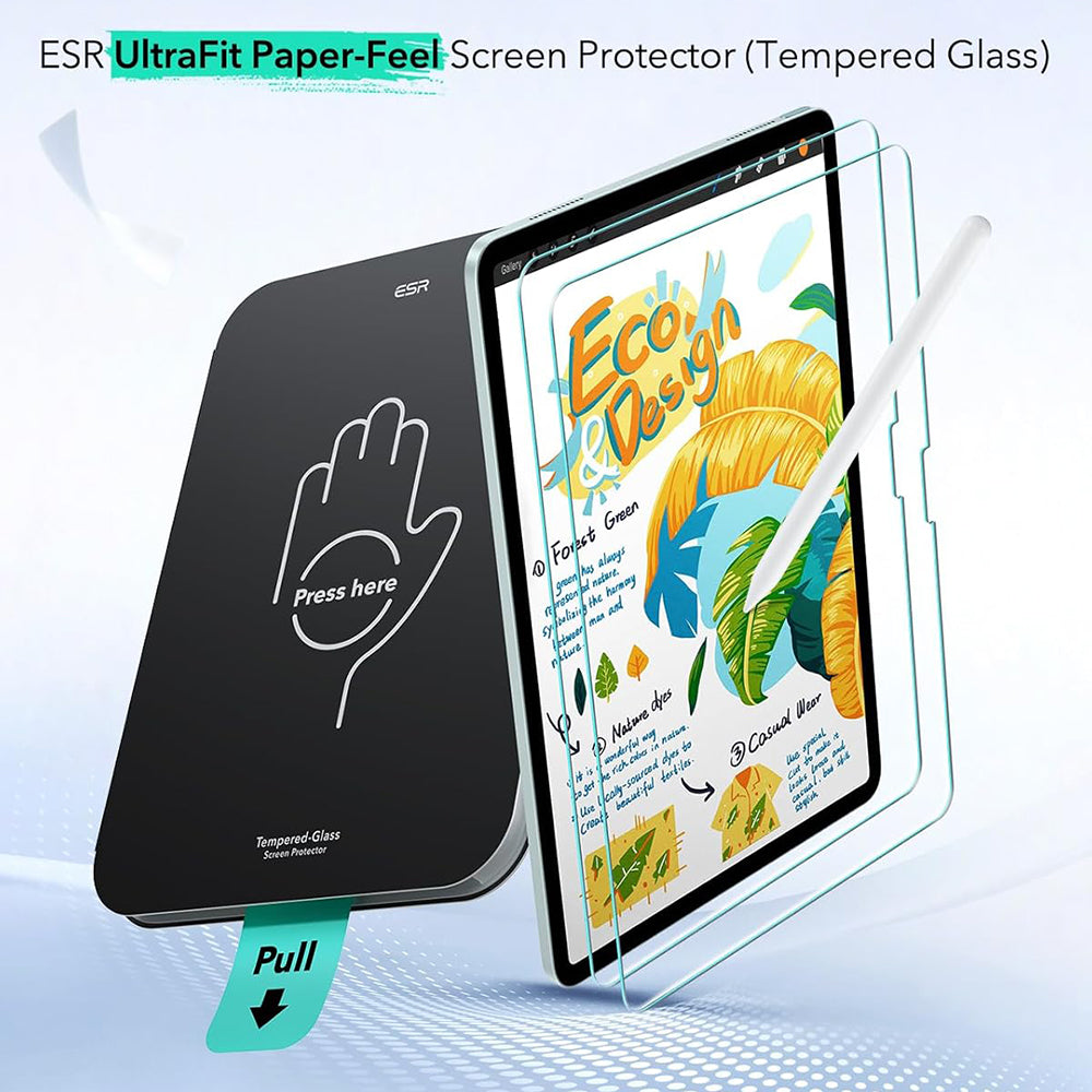 Pellicola protettiva schermo ESR Paper Feel UltraFit per Apple iPad (2025) / (2022), Plastica, Set 2 pezzi