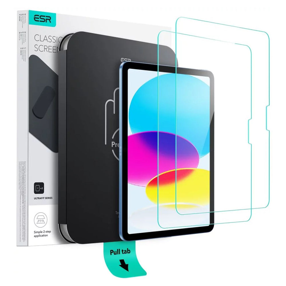 Pellicola Protettiva Schermo ESR UltraFit per Apple iPad (2025) / (2022), Vetro Temperato, Full Glue, Set 2 pezzi