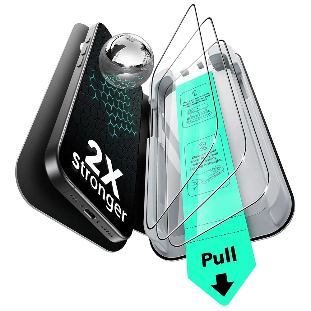 Pellicola protettiva ESR UltraFit per Apple iPhone 17 / 16 Pro, Vetro Temperato, Full Glue, Set 3 pezzi