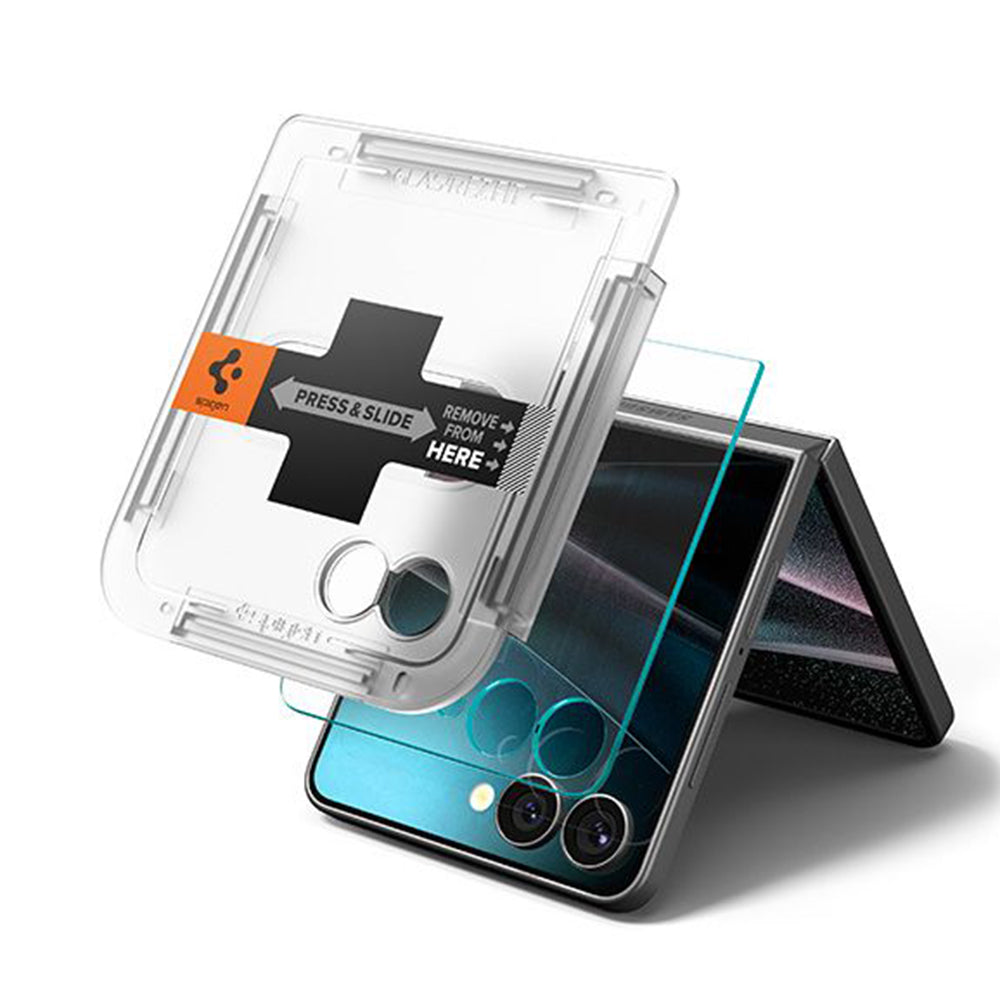 Pellicola Protettiva Esterna Schermo Spigen GlastR EZ FIT per Samsung Galaxy Z Flip7 F766, Vetro Temperato, Full Glue