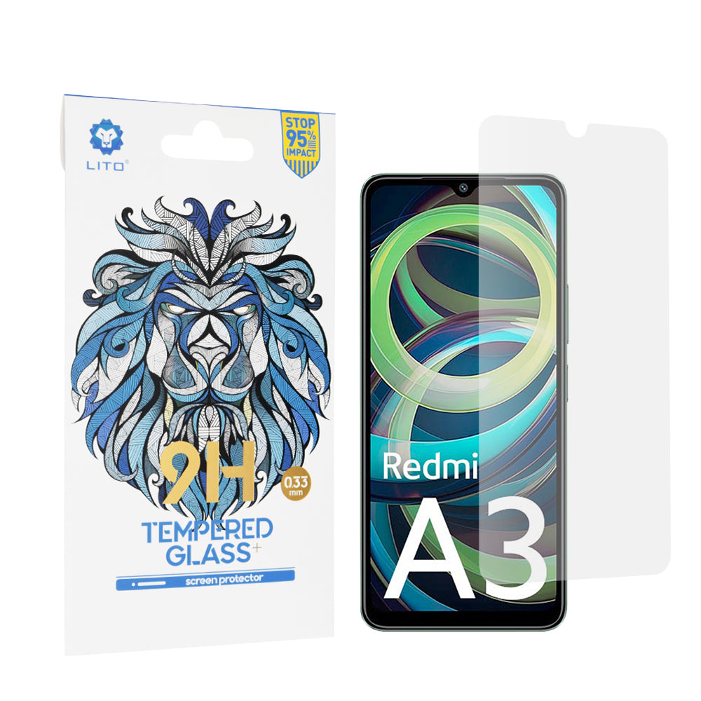 Pellicola Protettiva Schermo Lito Classic per Xiaomi Redmi A3x / A3, Vetro Temperato, Full Glue, 2.5D