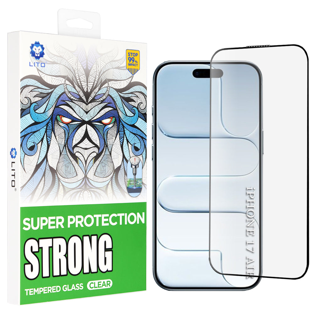 Pellicola Protettiva Schermo Lito D+ Max Strong per Apple iPhone 17 Air, Vetro Temperato, Full Glue, Nera