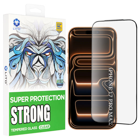 Pellicola Protettiva Schermo Lito D+ Max Strong per Apple iPhone 17 Pro Max, Vetro Temperato, Full Glue, Nera