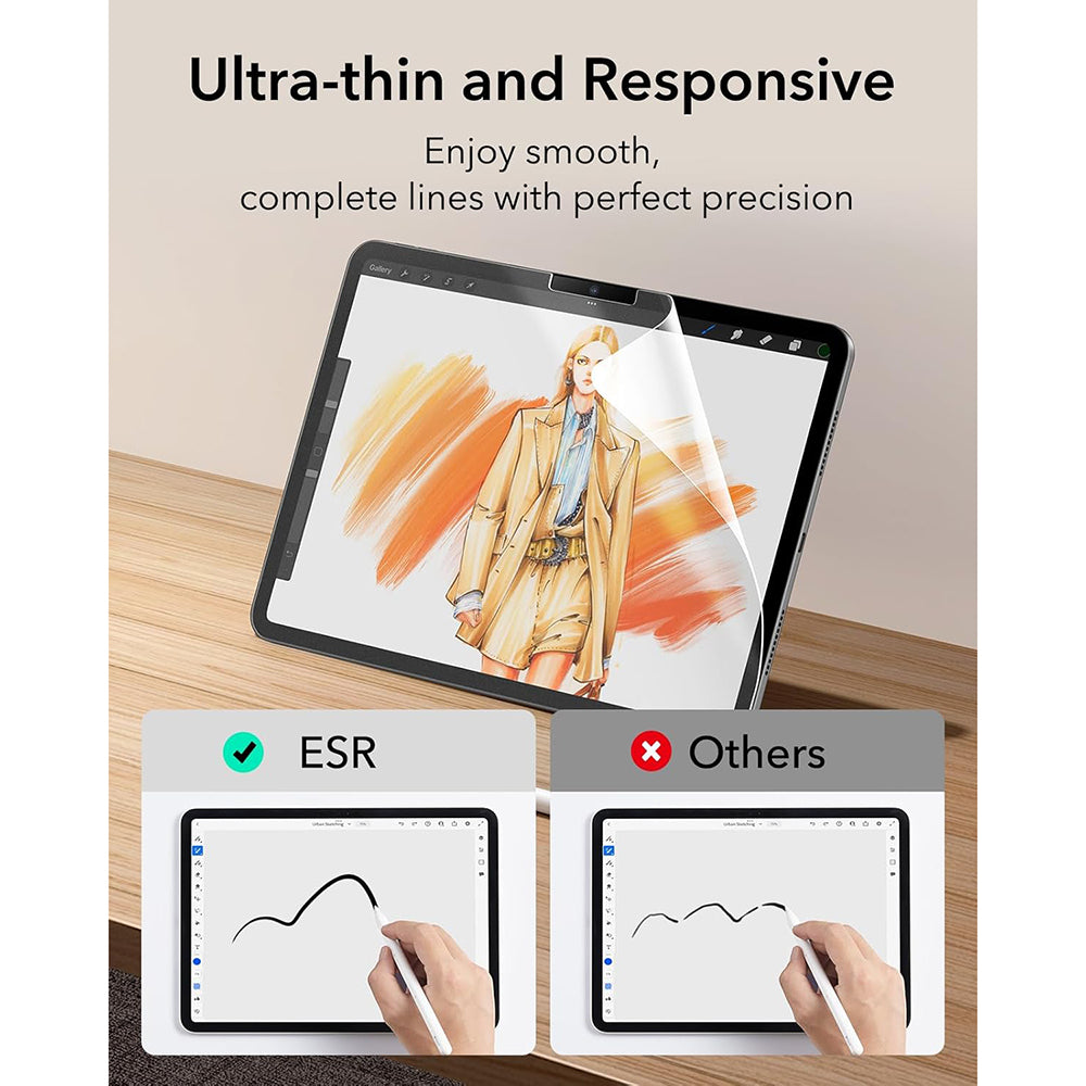 Matte Screen Protector ESR Paper Feel for Apple iPad Air 13 (2026) / Air 13 (2025) / Air 13 (2024), Plastic, Full Glue, Set of 2 pieces